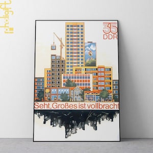 Vintage GDR Propaganda Poster - Celebrate 35 Years of Achievements in the German Democratic Republic with Historic DDR Wall Art