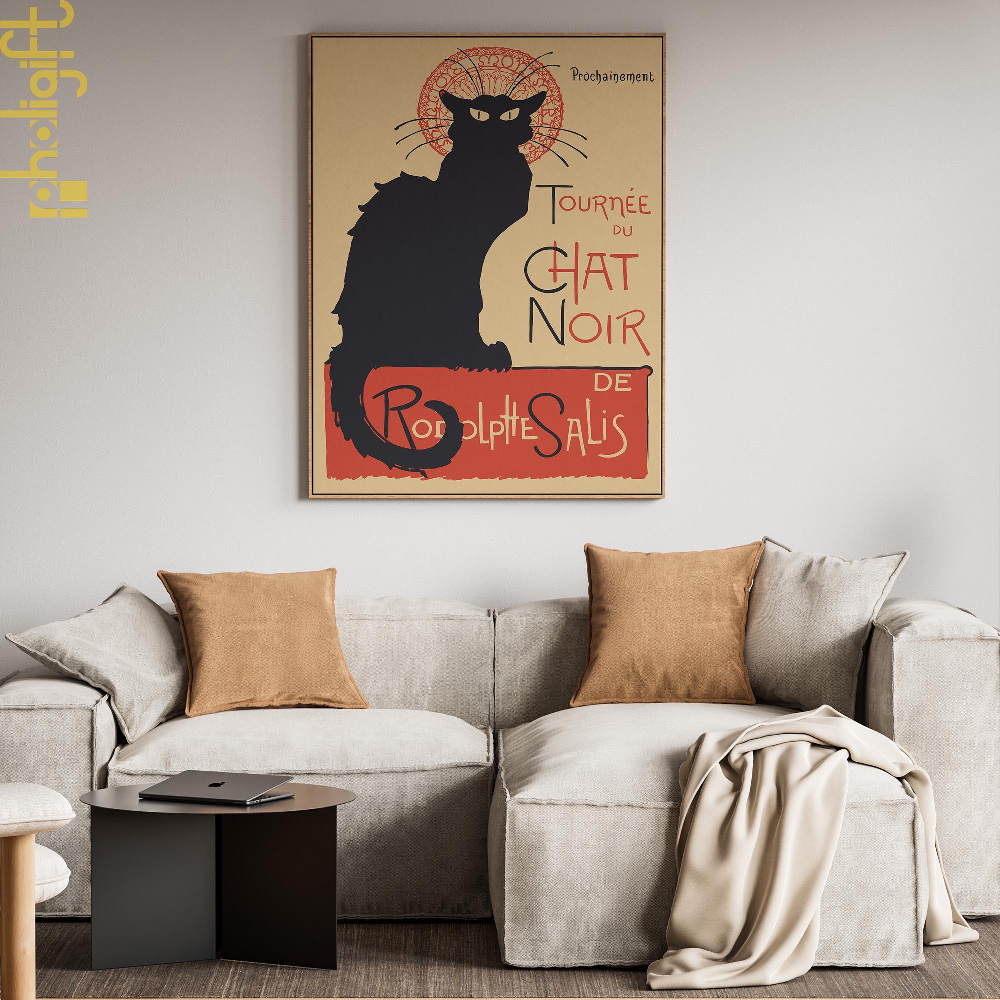 Le Chat Noir Poster - Vintage French Art Nouveau Black Cat Print ...