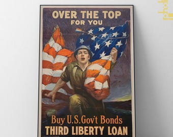 Vintage 3rd Liberty Loan Poster, American Patriotism Wall Art