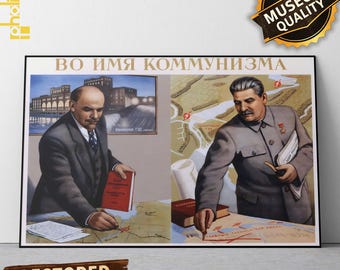 Soviet Leaders Propaganda Poster Matte Horizontal Poster | Marx