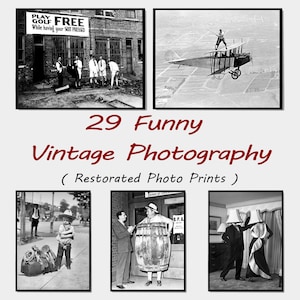 29 Vintage Photo Wall Art Bundle, Printable Funny Black And White Photos, Retro Photography Digital Download Print, Printable Above Bed Art