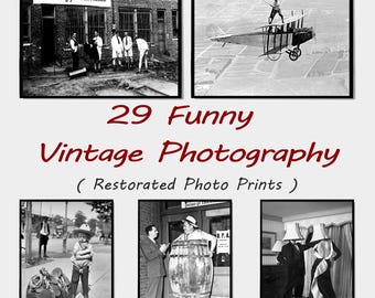 29 Funny Vintage Photo Prints, Retro Photography Wall Art (Digital Download)