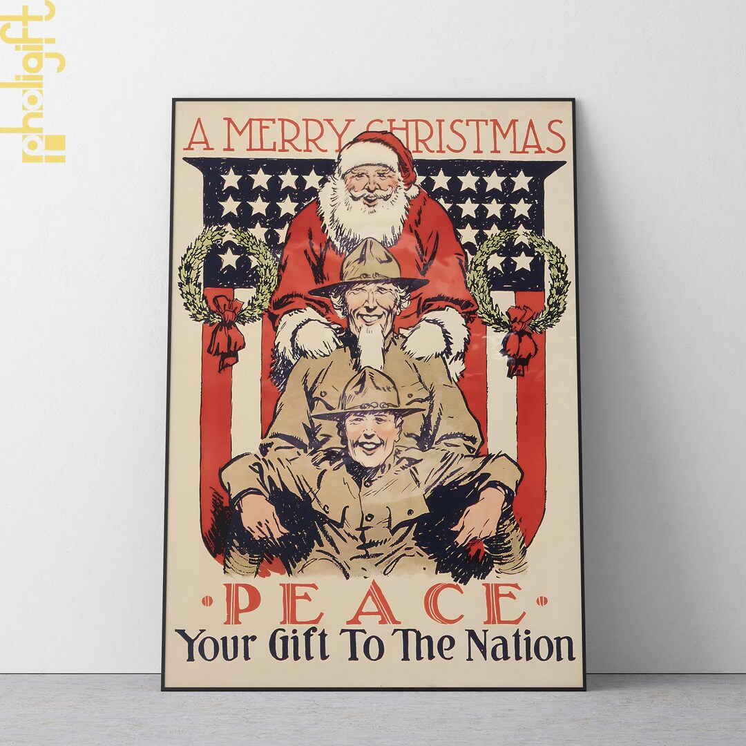 Merry Christmas Propaganda Poster, American Troops, Vintage USA Art - Etsy