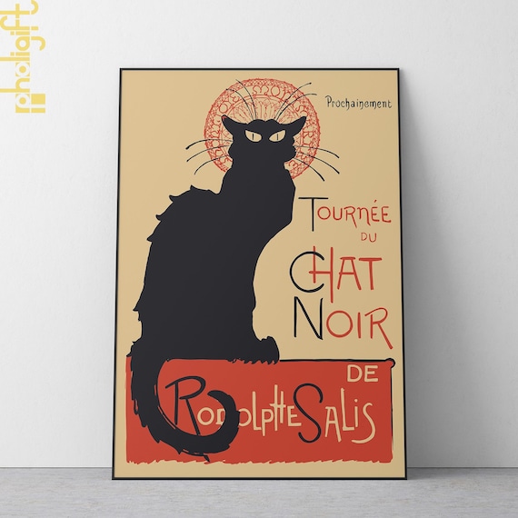 Le Chat Noir Poster - Vintage French Art Nouveau Black Cat Print
