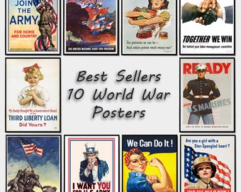 Bundel vintage propagandaposters uit de Tweede Wereldoorlog – advertenties uit de jaren 1940 (digitale download)