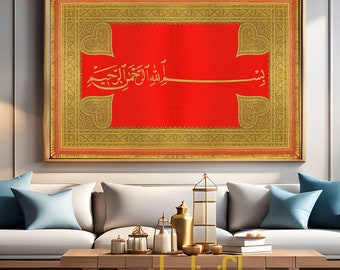 Decorazione murale islamica Bismillah, stampa con calligrafia musulmana (download digitale)
