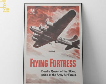 Póster de la Fuerza Aérea del Ejército de EE. UU. de la Segunda Guerra Mundial, impresión de aviación militar vintage
