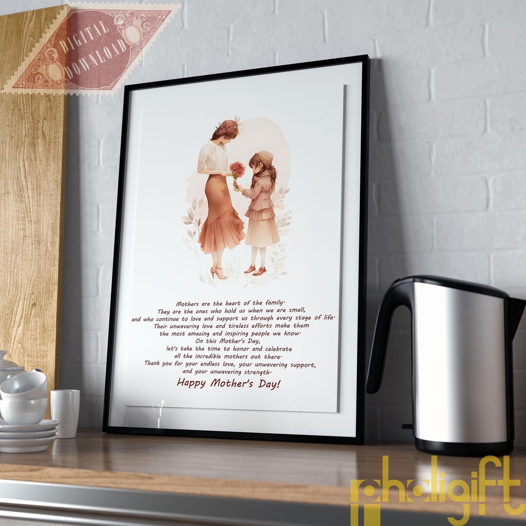 Buy Mothers Day Wall Art Printable Poster, Wall Decor Gift for Mother ...