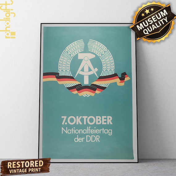 Vintage GDR Propaganda Poster - Eastern Germany National Day Wall