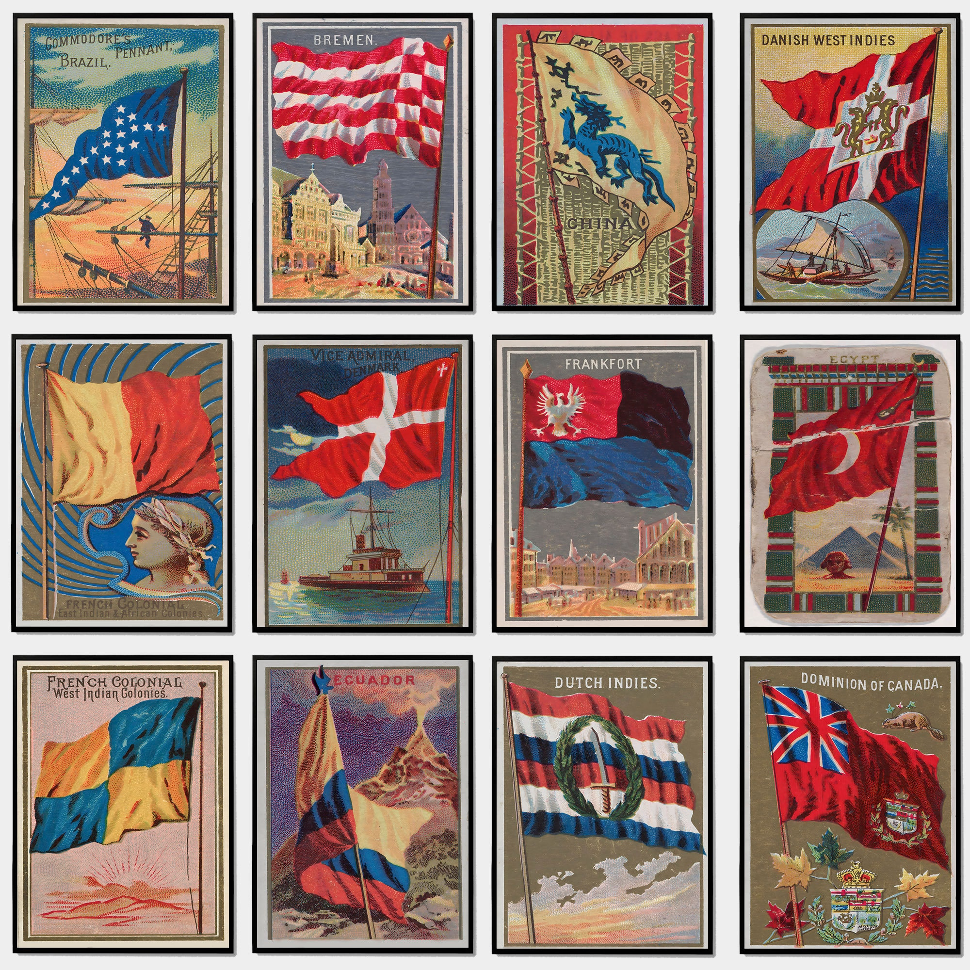 91 International Vintage Flags Bundle, Historical World Flag Prints ...