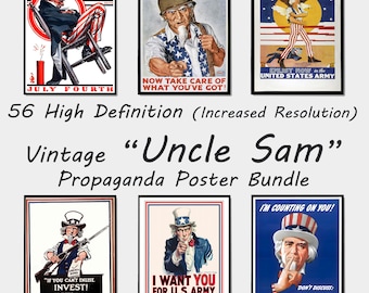 56 Vintage Uncle Sam Poster | Vaterhafte Americana Kunst (Digitaler Download)