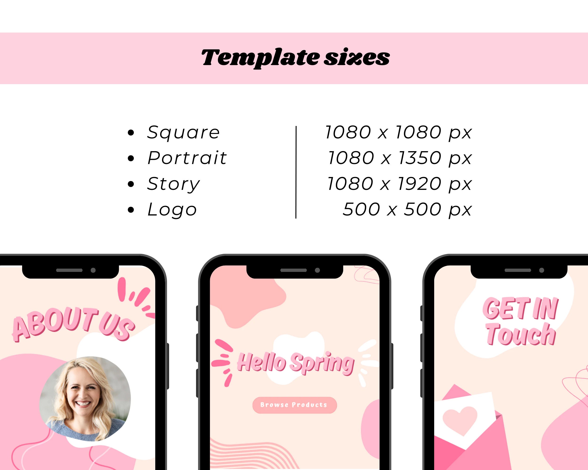 Abstract Pink Instagram Template Bundle With Free Logo, Pastel Pink ...