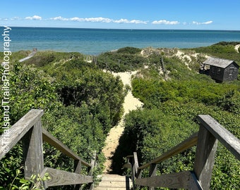 Steps Beach on Nantucket Massachusetts. Walk to the Beach on this Beautiful Island. Beach Lovers Favorite Landscape. Blues of Nantucket