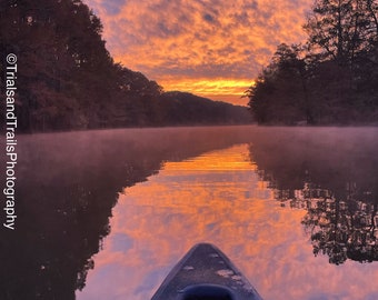 Sunrise Reflection on Swamp Canvas Print. Sunrise Photography. Pictures for Outdoor Lovers. Symmetrical Photo. For Hikers and Sunset Lovers