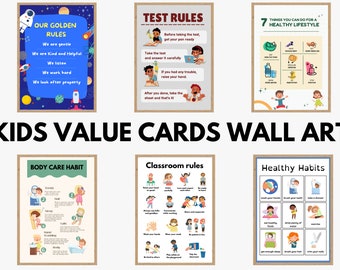 Kids moral values flash cards wall arts, Kids Healthy Habit, Classroom rules, Body care habit, Healthy lifestyle wall art, Nursery wall arts