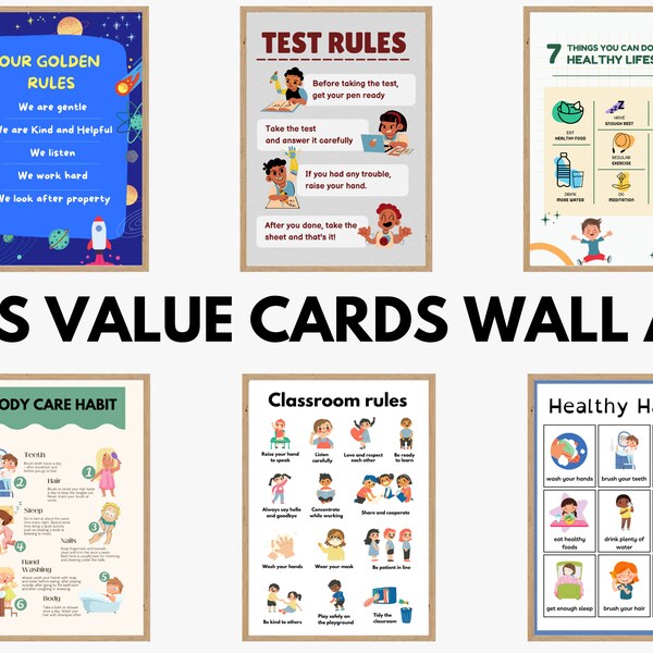 Kids moral values flash cards wall arts, Kids Healthy Habit, Classroom rules, Body care habit, Healthy lifestyle wall art, Nursery wall arts