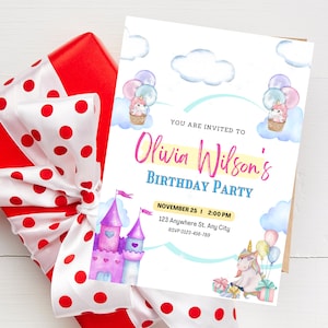 Princess Castle Birthday Card, Perfect for Princess Parties and Fairy Tale Events, Personalized Princess Card, Princess Birthday Celebration