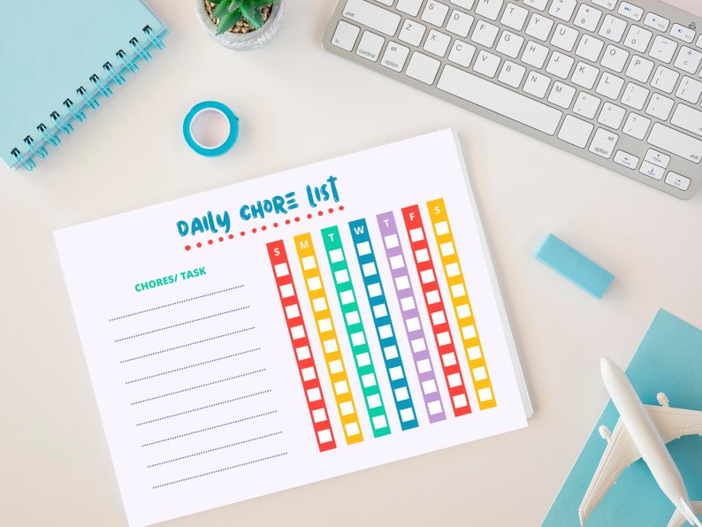 Kids Daily Chore List Planner Template | Childrens School Planner ...