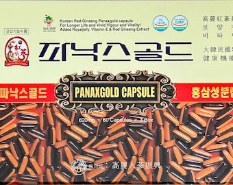 6Years Korean Red Ginseng Panax Gold Capsule – Natural Saponin Superfood, 620mg x 60 Capsules x 3 Boxes