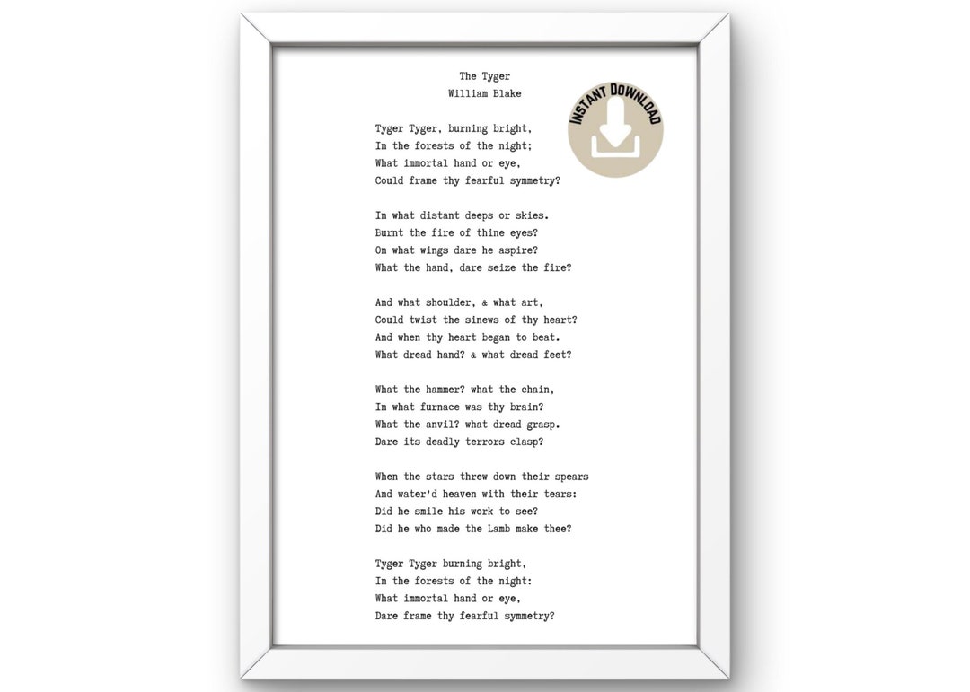 The Tyger by William Blake - Etsy
