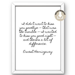 Hemingway Wall Art Ernest Hemingway quote Wall Art literary inspirational quote poster
