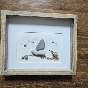 Beach sea glass driftwood picture &quot;take your time&quot; Baltic Sea gift souvenir holiday sea sailing boat boat passepartout