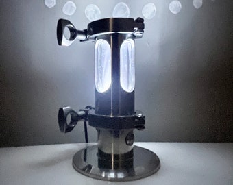 ILLUMINOX MICRO-GLO Glowing LeD Stainless Steel Desk Light FuturePunk / SteamPunk Lamp - Bolted / Valve Industrial  - Desktop NightLight.