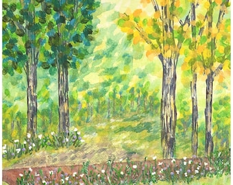 Garden Green Par Deb Bossert Œuvres d’art 6 » x 6 » Peinture acrylique originale