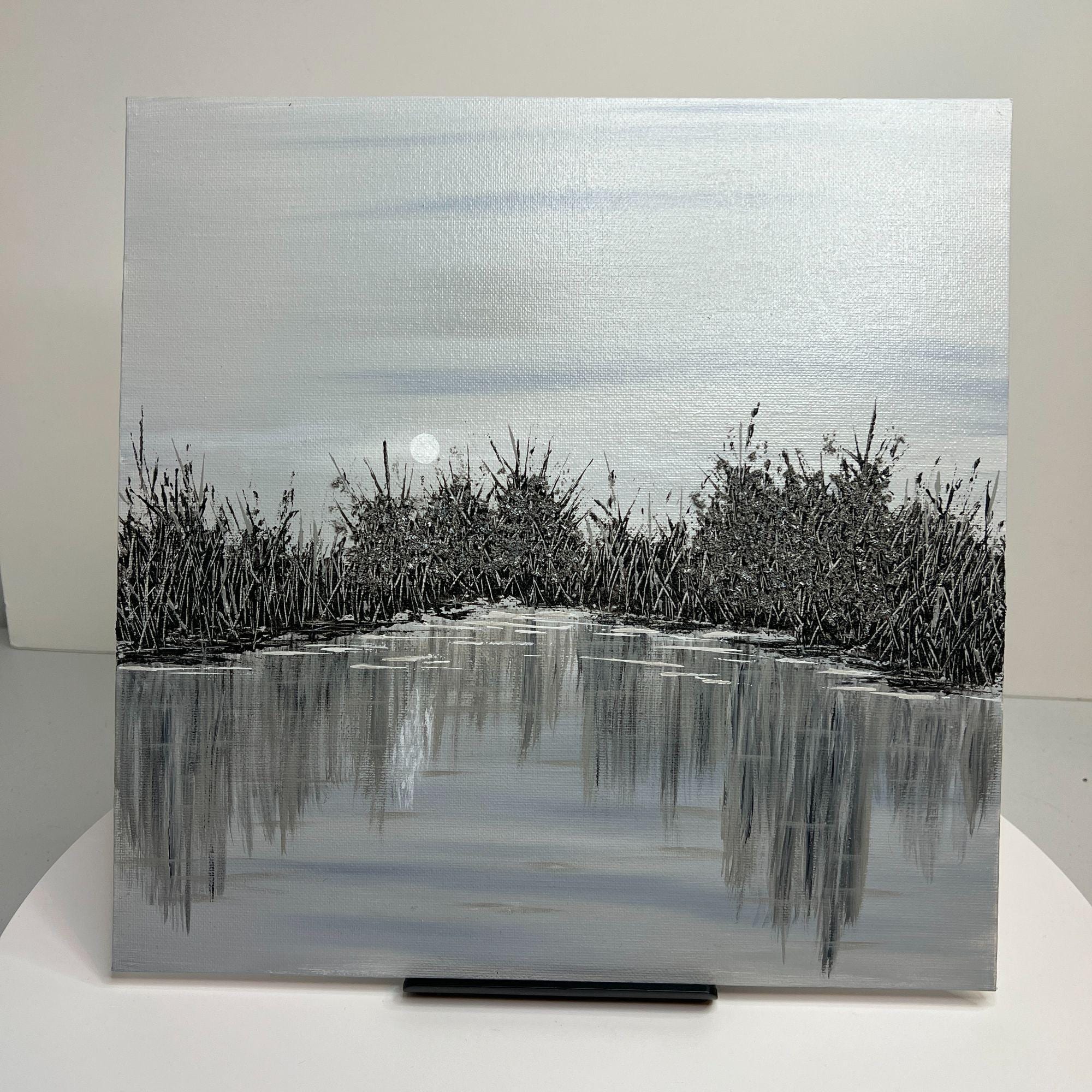 Black And White Acrylic Landscapes Modern Abstract Trees Painting On