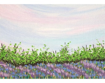 Peintures acryliques originales de Deb Bossert Oeuvres « A Peaceful View » 5 x 7 Art Unique