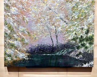 Winter Twilight - Landscape Acrylic Original Painting in Size 6" x 8"