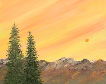 Autumn Sunset - 8 » x 10 » Peinture de Deb Bossert Artworks - Unique Acrylic Landscape Art, Ohio Artist