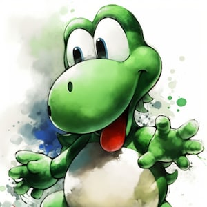 Bring the Adorable Yoshi into Your Home with Our Super Mario Bros. Digital Print!