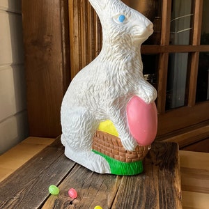 Vintage Hand Made Ceramic White Easter Bunny Rabbit, Boyer Molds