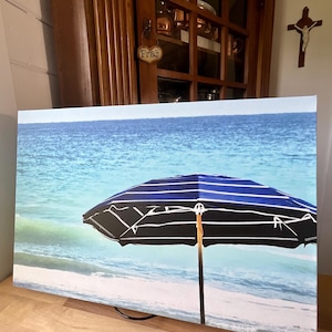Beach Umbrella Canvas Print, Ocean Photography, Wall Art, Rachelle Renee Images, East Coast Beaches, Atlantic Ocean