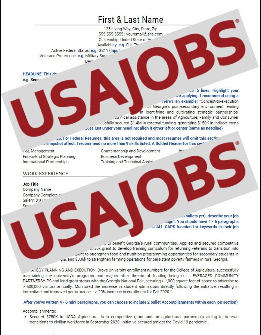 resume writing for federal jobs