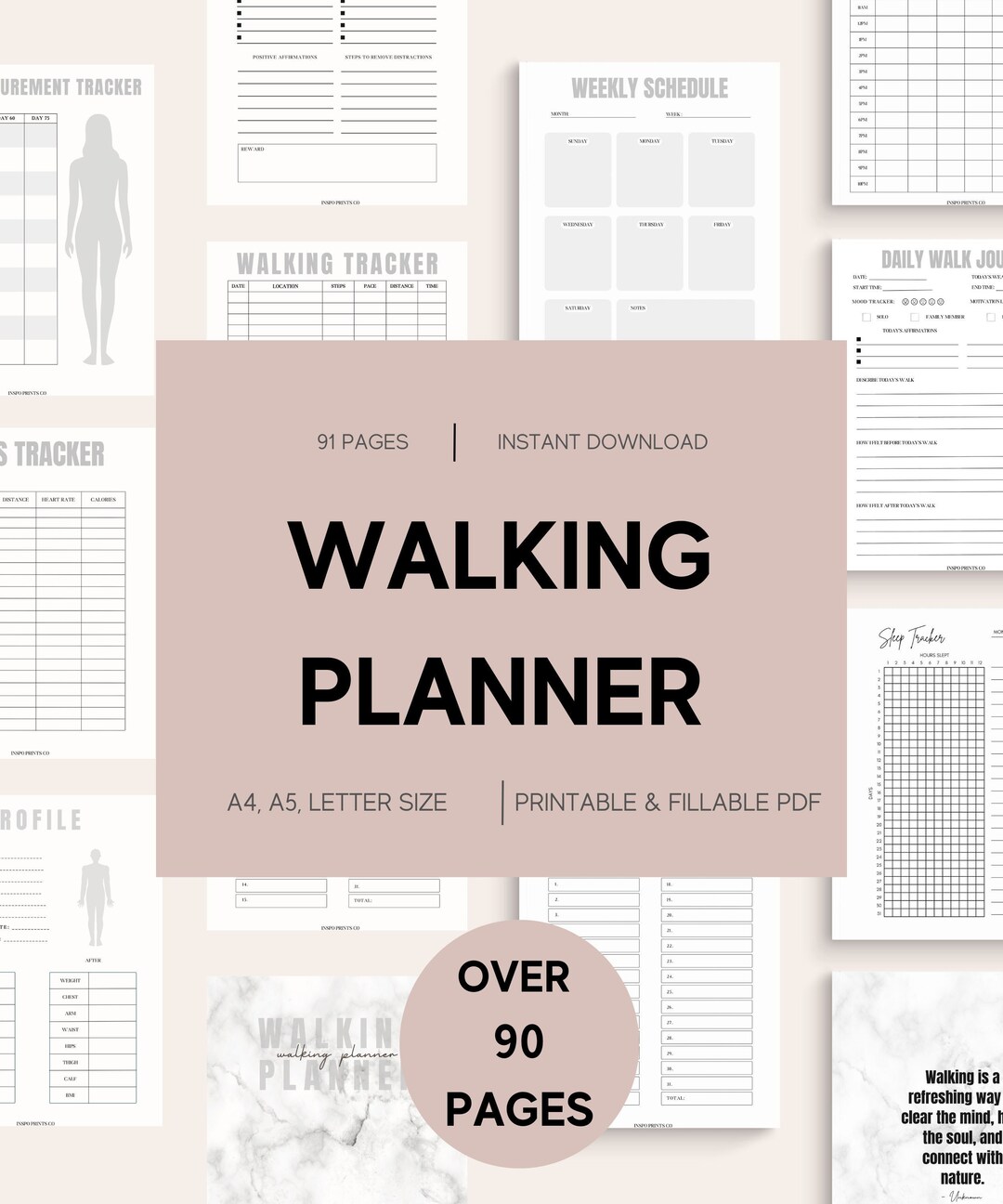 Printable Walking Planner Walking Journal Walking Log Daily - Etsy