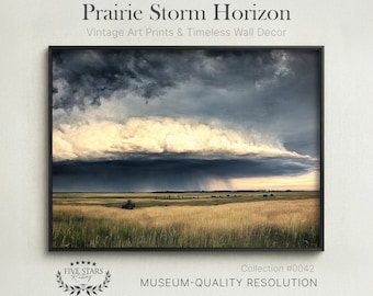 Horizon tempête des prairies | Peinture de paysage d'orage dramatique | Téléchargement numérique imprimable #0042