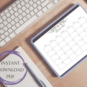 2023 Calendar Printable PDF, Horizontal, Sunday Start, A4, Letter Size, Instant Download, Pretty, PDF, Printable , Desk Calendar Monthly