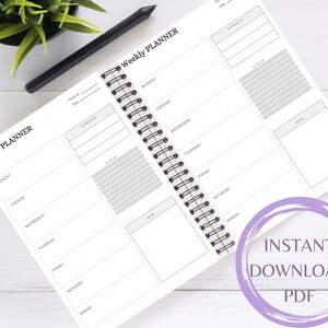 Weekly Planner, Happy Planner Weekly Insert, Undated Weekly Layout Printable, Weekly Tracker Template, Week at a Glance, A4/A5/US Letter