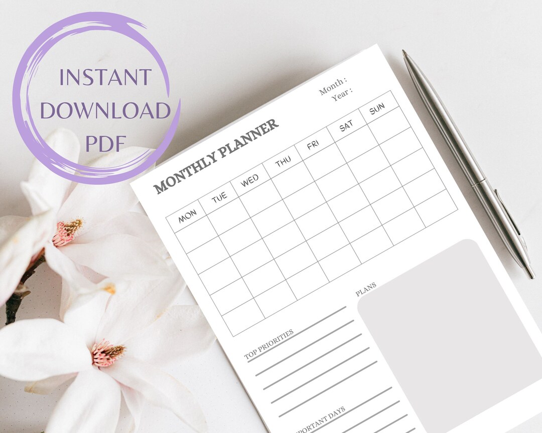 Monthly Planner Printable, Happy Planner Insert, Monthly Overview ...