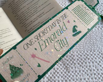 Marcapáginas laminado de la Ciudad Esmeralda / Glinda / Elphaba / Wicked El Musical / El Mago de Oz / Regalo para amantes de los libros
