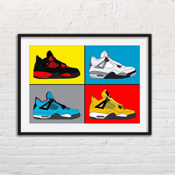 Jordan 4 Art Print, Jordan Art Print, Sneaker Wall Decor, Jordan 4 Wall Art, Kids Bedroom Poster, Teenager Sneaker Theme Bedroom