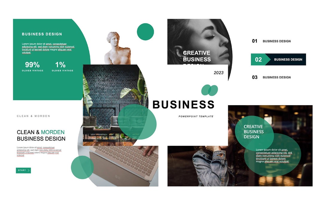 Minimal Green Pitch Deck Style Powerpoint Template | Business Model ...
