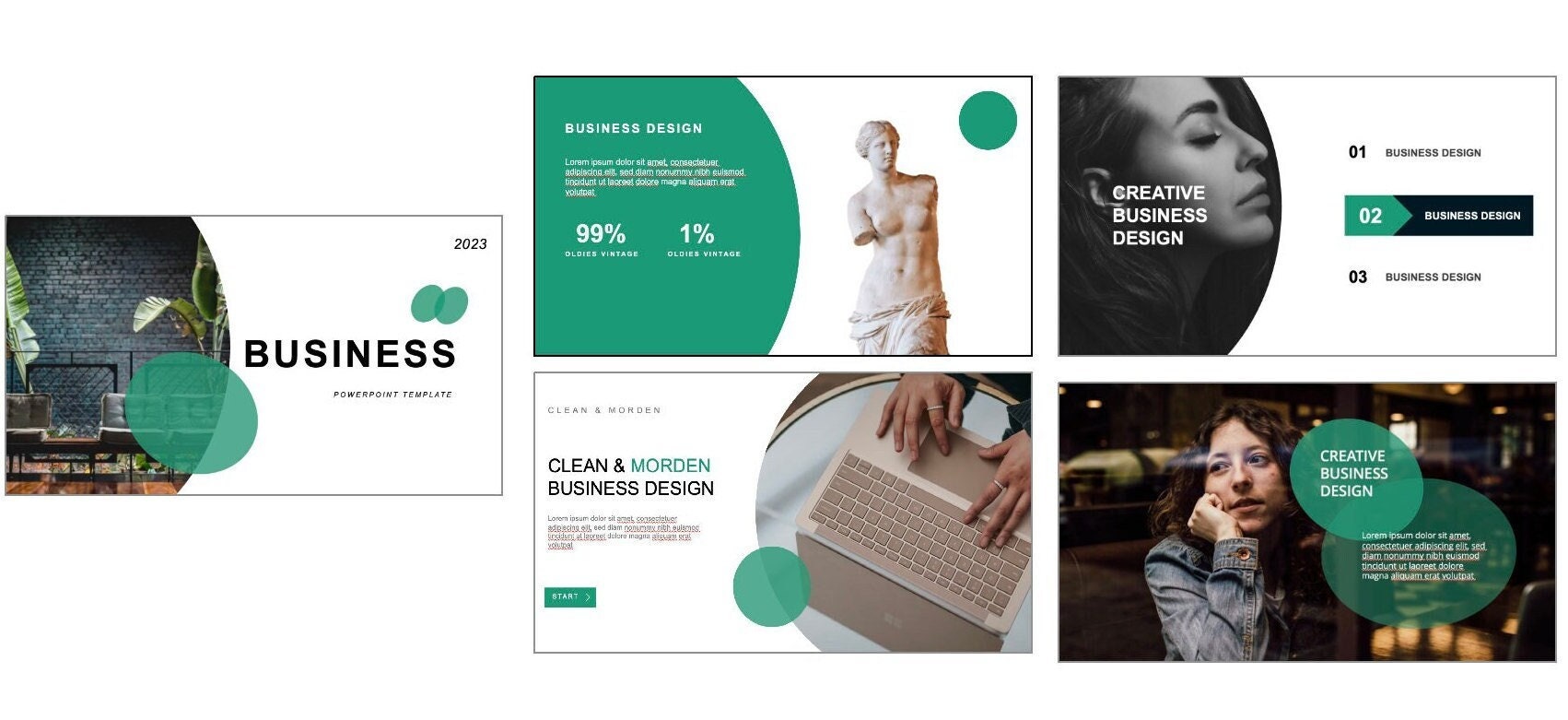 Minimal Green Pitch Deck Style Powerpoint Template | Business Model ...