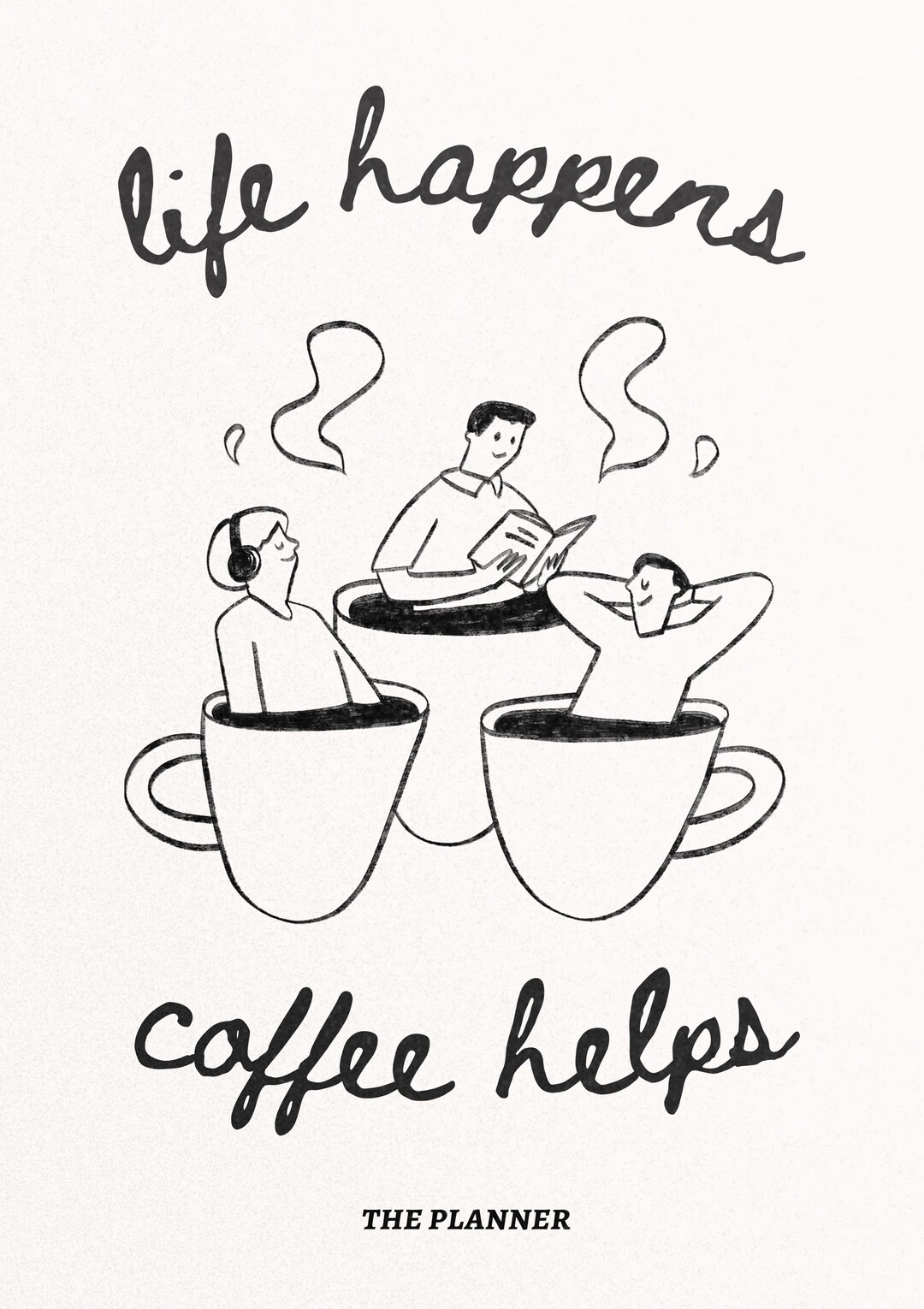Life Happens Coffee Helps Poster | Fine Art Print, Minimal Coffee Wall ...