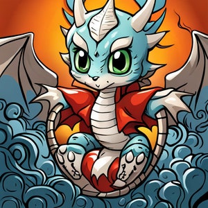 55 Baby Drachen Malbuch, Erwachsene, Kinder Sofort Download druckbare PDF, Schöne Seiten, Fantasy, so oft drucken, wie Sie möchten