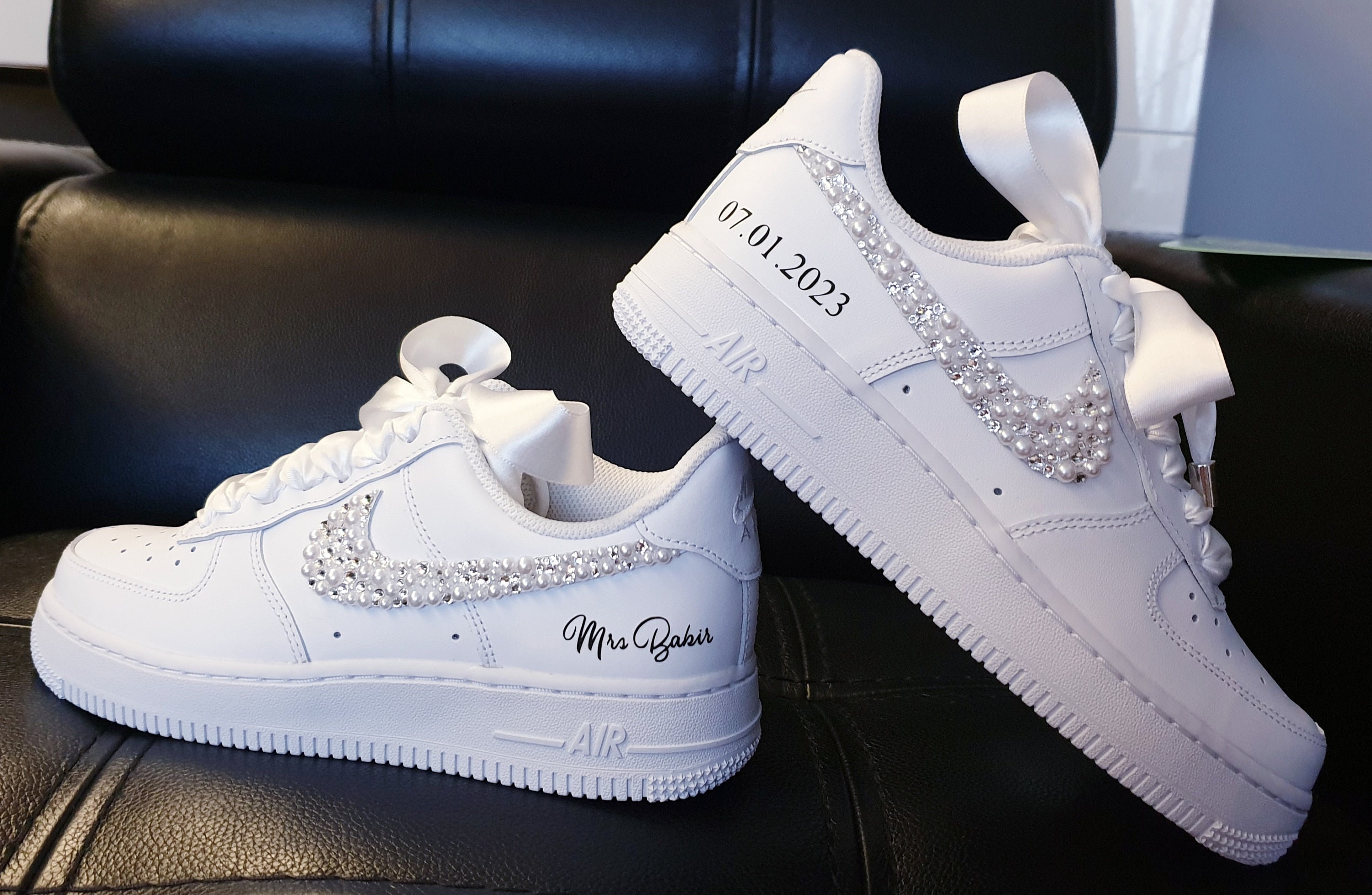 Nike Air Force 1 “Rope Laces White” Triple Swarovski Silver – EV8 SoCal