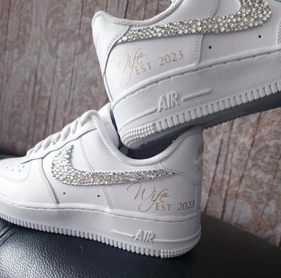 Custom Nike Air Force 1 AF1 Bridal Wedding Shoes Swarovski 