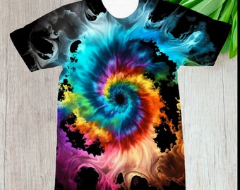 Epic Rainbow Swirl Tie Dye T-Shirt - Vivid Psychedelic Design for Surfers, Beach Lovers, and Festival Goers